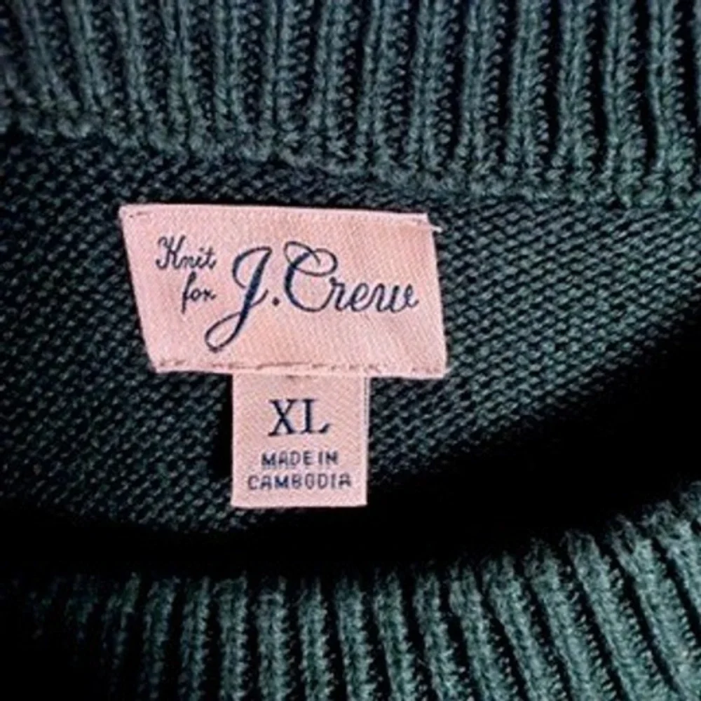 Lot of 2 J. Crew Mens XL Cotton Crewneck Sweaters Navy Blue Forest Green Solid‎